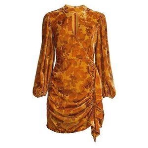 Rhode Dress Sz 0 Zadie Velvet Mini Fall Foliage Wheat Yellow Orange Luxury New